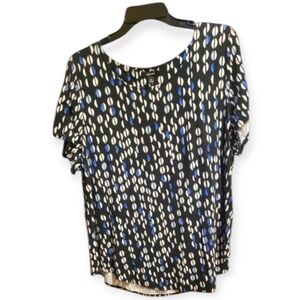 Alfani Black and Blue Leaf Print Blouse Size 3x